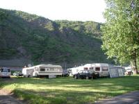 Caravans in the shadow of the mountain campsite Cochem.