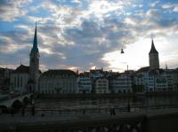 The churchtowers of Zurich by sunset.