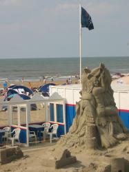 Sandcastle in Scheveningen on the beach.