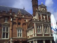 The outside, the exterior of the city hall in Haarlem, North Holland, Netherlands.