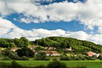 The village Colombotte in Haute-Saône, top right next to the church is the location of Campground La Tourelle