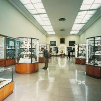 The hallway of the Museum of Prehistoric Anthropology in Monaco, France.