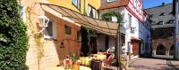 The terras and entrance of Hotel Goldflair in Korbach, Germany