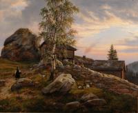 Painting of Johan Christian Dahl, Gård i Ytre Kroken, Sogn (1838)